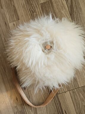 Ida + Moon Shearling Outlaw Bag In White